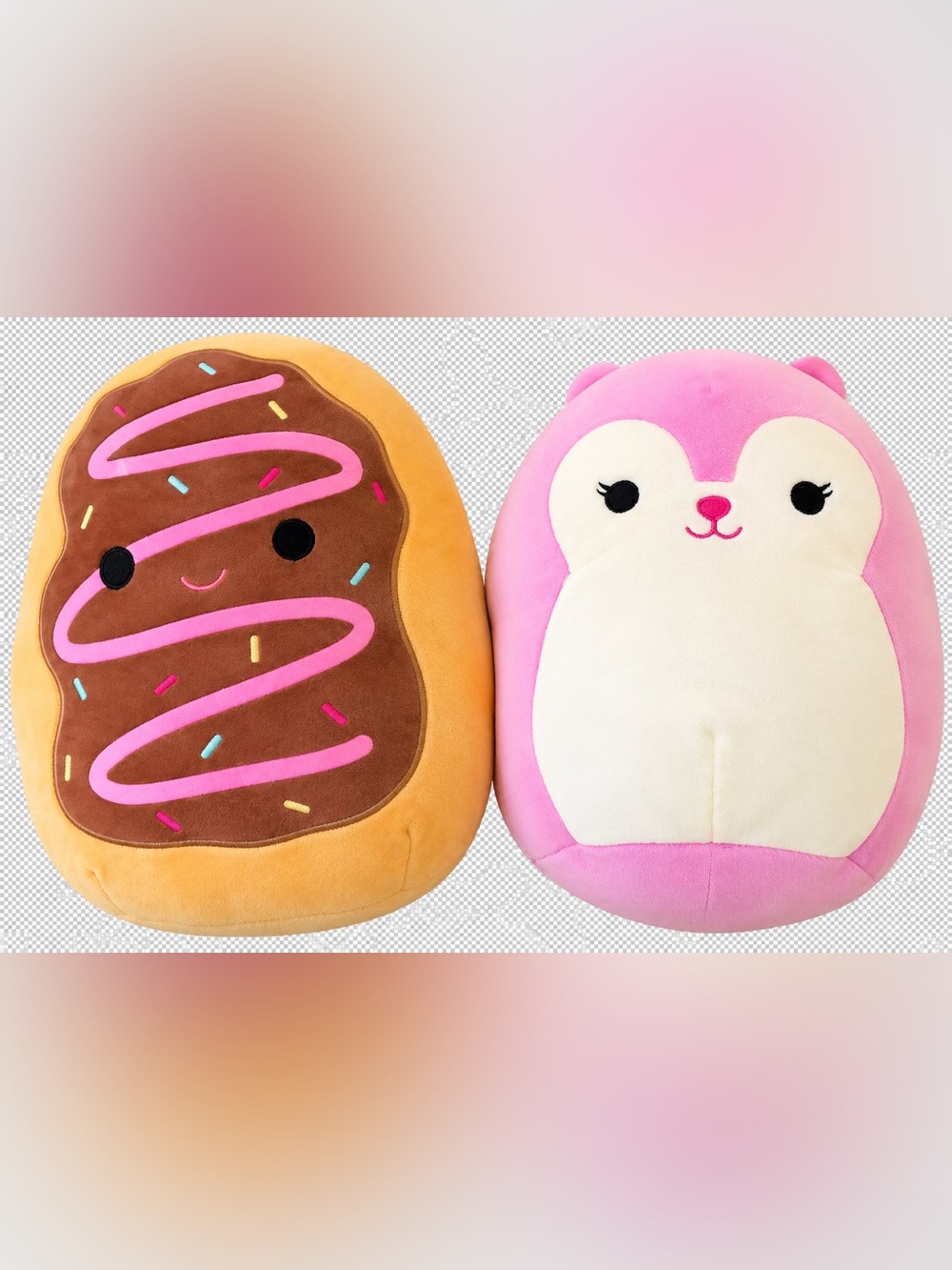Squishmallows Plush Toys – Deja Chocolate Donut & Pink Squirrel – 8”